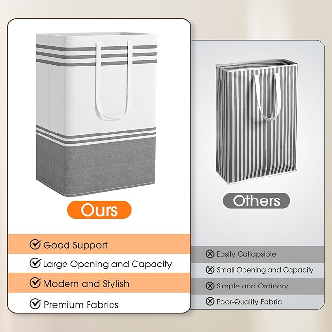 3 Pack Large Laundry Baskets, Laundry Hampers, Freestanding Waterproof - Image 5