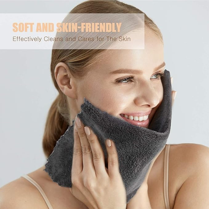 Syhood 12 Pieces Face Wash Cloth 12 x 12 in Makeup Remover Cloths Towel Coral - Image 2