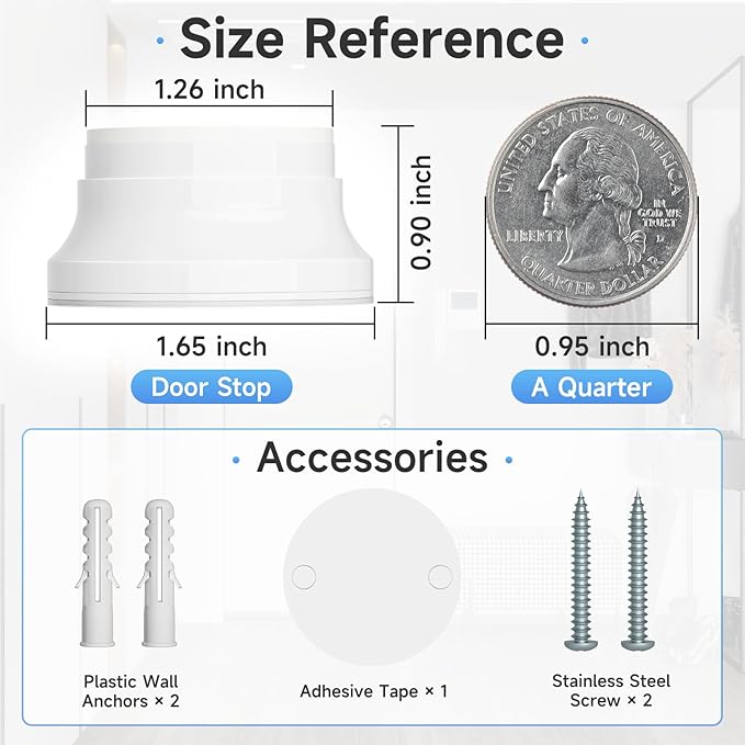 Door Stoppers for Wall, 1.65 x 0.9 Inch Door Knob Wall Protector - Image 4