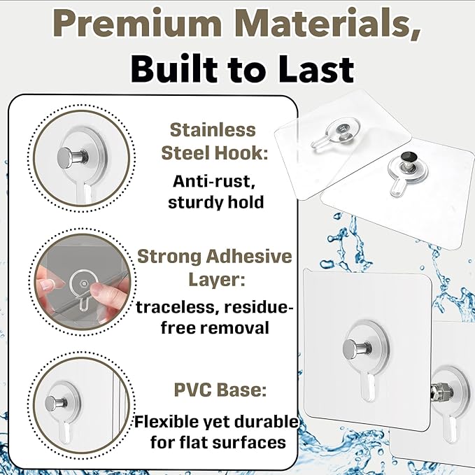 40 PCs Wall Hangers Without Nails, 2 Types Adhesive Hooks - Image 4