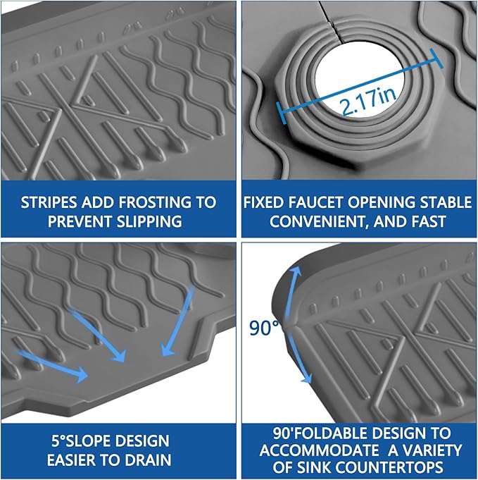 Sink Splash Guard Gen2-17" x 6'' Kitchen Sink Accessories, Silicone Sink Mat - Image 3