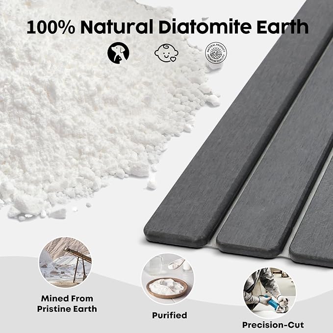 Large Stone Dish Drying Mat for Kitchen Counter, Premium Diatomaceous Earth - Image 2