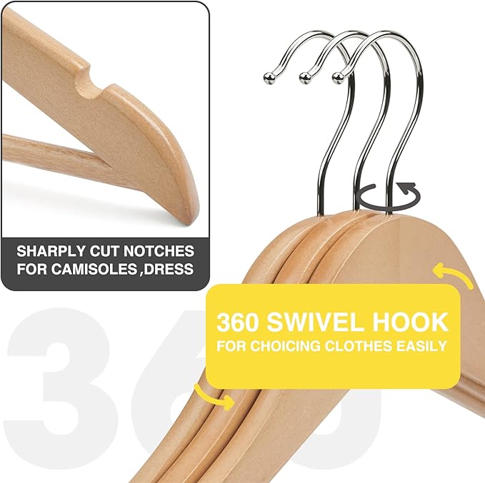 Wooden Hangers 30 Pack Clothes Hanger - Image 2