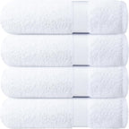 Infinitee Xclusives Luxury 100% Ring-Spun Cotton White Bath Towels Set of 4 – by InfiniteeXclusives