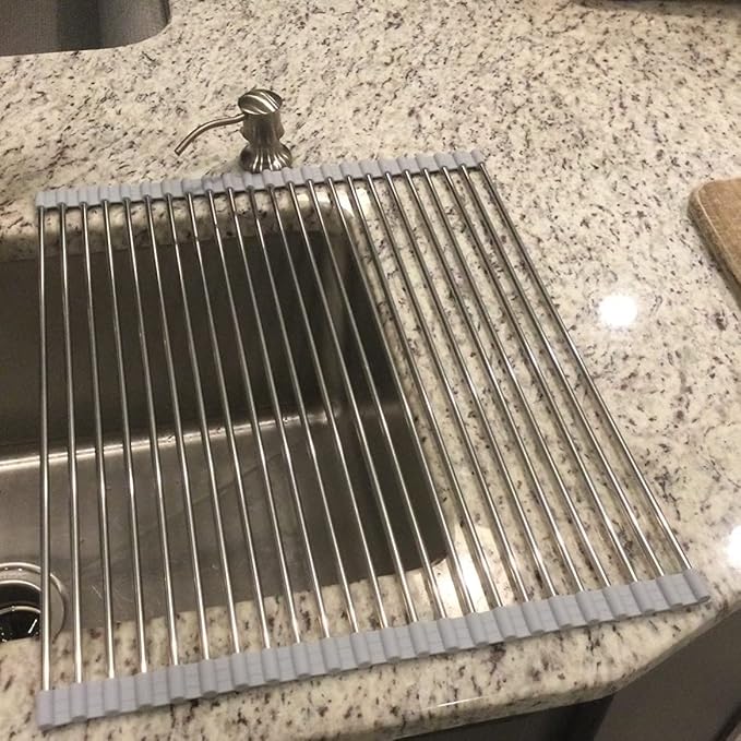 Ahyuan Roll up Dish Drying Rack Over The Sink Kitchen Roll up Sink Drying Rack - Image 3