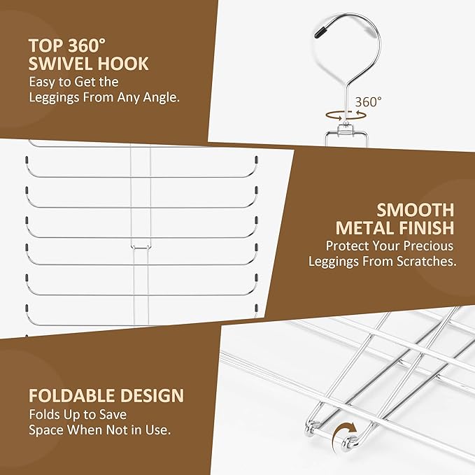 ZEDODIER Legging Organizer for Closet, 2 Pack Rotatable Yoga Pants Hanger for - Image 5