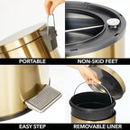 mDesign Tall 30 Liter, Large Round Metal Lidded Step Trash Can, Thin Compact - Image 4