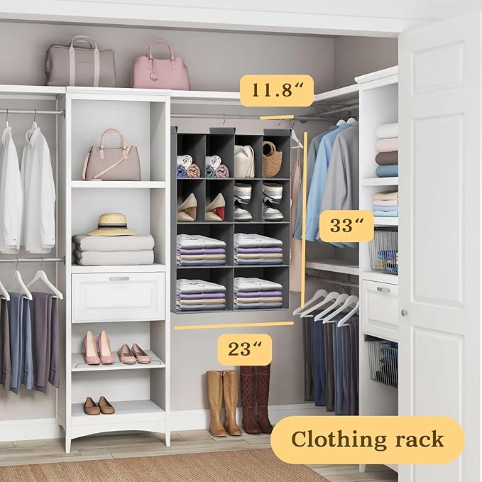 4 Tier Hanging Closet Organizer, 12 Compartments Sweater Organizer - Image 5