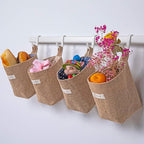 4 Pack Wall Hanging Storage Bags Hanging Storage Bags Cotton Linen Storage - Image 3