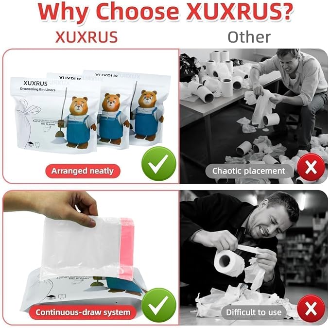 XUXRUS 2.6 Gallon Small White Trash Bag, Tear-Free Heavy Duty Garbage Bags - Image 4