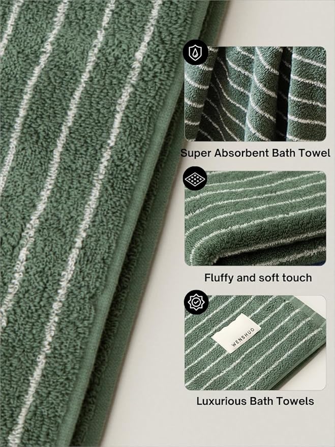 WENSHUO Frosted Pines-Striped Pure Cotton Hand Towel, 100% Combed Cotton - Image 3