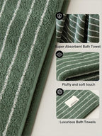 WENSHUO Frosted Pines-Striped Pure Cotton Bath Towel, 100% Combed Cotton - Image 3