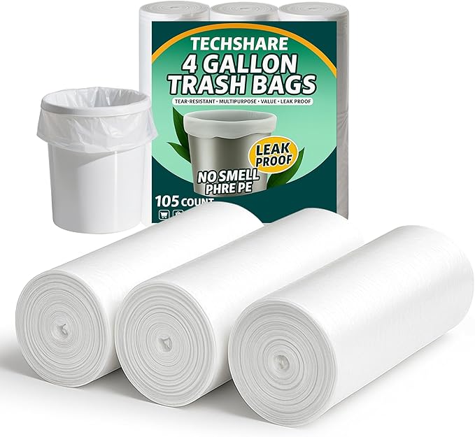 TECHSHARE Small Garbage Bags 4 Gallon by TECHSHARE%C2%AE