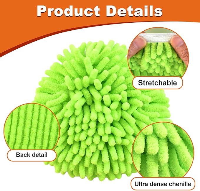 2 Microfiber Mop Head Refills and 2 Chenille Mop Pads, 1 Upgrade Scrub Brush 1 - Image 5