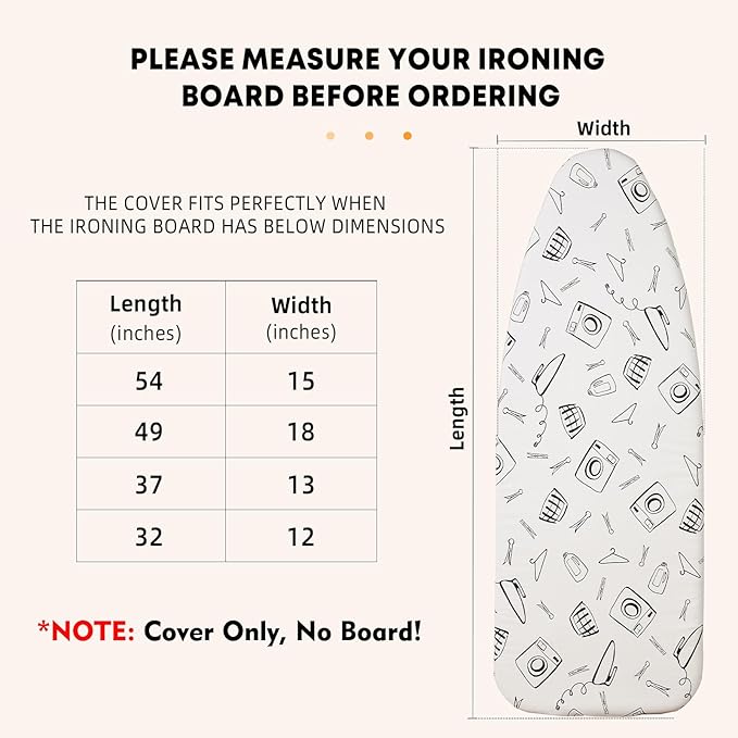 Seiritex Wide Ironing Board Cover and Pad 18 x 49 inch Heat Reflective - Image 5