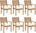 OC Orange-Casual Stackable Patio Dining Chairs Set of 6, Outdoor Acacia Wooden Chairs w/Armrest & Removeable Fabric Cushion, for Porch, Backyard, Garden, Indoor, Beige by OCOrange-Casual