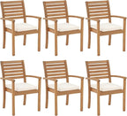 OC Orange-Casual Stackable Patio Dining Chairs Set of 6, Outdoor Acacia Wooden Chairs w/Armrest & Removeable Fabric Cushion, for Porch, Backyard, Garden, Indoor, Beige by OCOrange-Casual