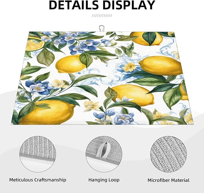 Lemon Dish Drying Mat for Kitchen Counter Protector and Decoration Super - Image 7