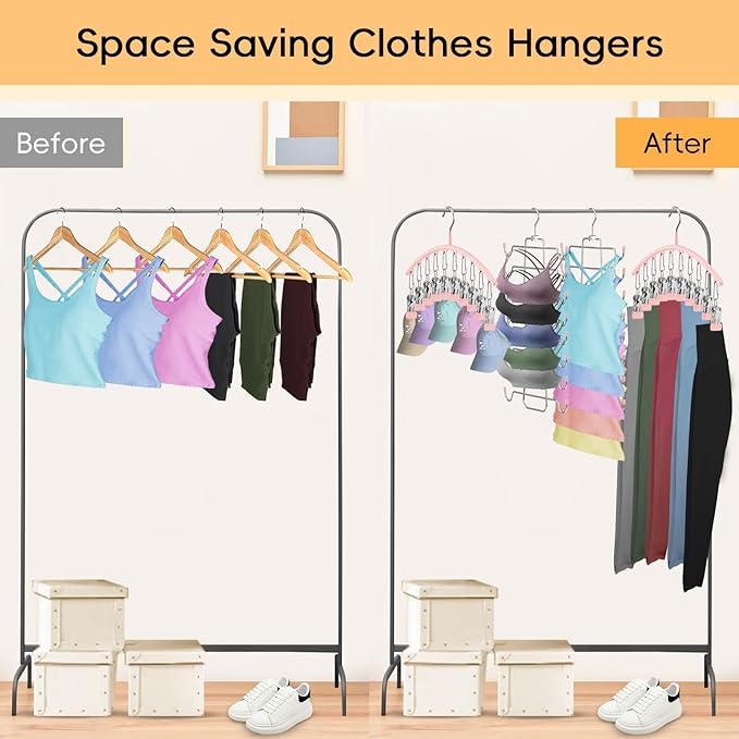 TomCare 360° Swivel 2 Pack Tank Top Hanger and 2 Pack Leggings Organizers Space - Image 6