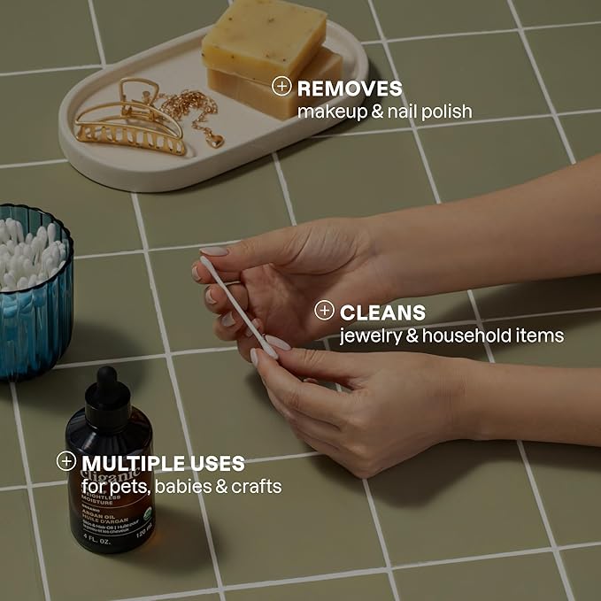 Cliganic Organic Cotton Swabs, Chlorine-Free Hypoallergenic, Gentle & Absorbent - Image 5