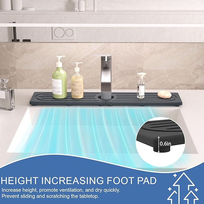 Faucet Mat for Kitchen Sink, Water Absorbent Kitchen Faucet Mat, Durable Sink - Image 9