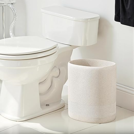 Trash Can, 1.6 Gallon Small Bathroom Trash Can, Simple Oval Stone Look Garbage - Image 5