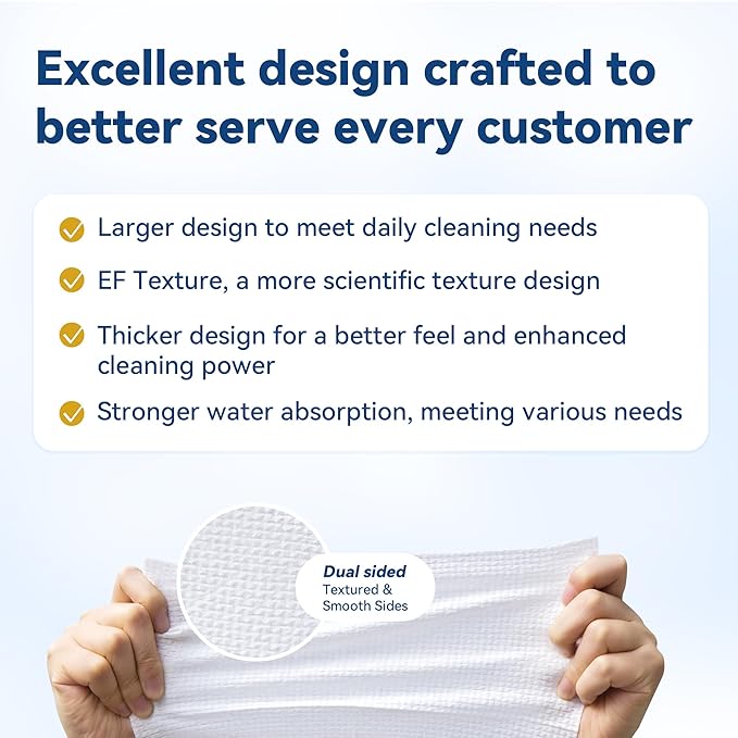 Disposable Face Towelettes, Makeup Remover Dry Wipes, Ultra Soft, 100% Biobased - Image 3
