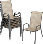 TLSUNNY Patio Chairs, Stackable Textilene Outdoor Dining Furniture for All Weather, with 17.7″ Wide Seat & Metal Frame, for Garden, Backyard, Deck, Restaurant, Poolside (8, Brown, 26.4″) by TLSUNNY