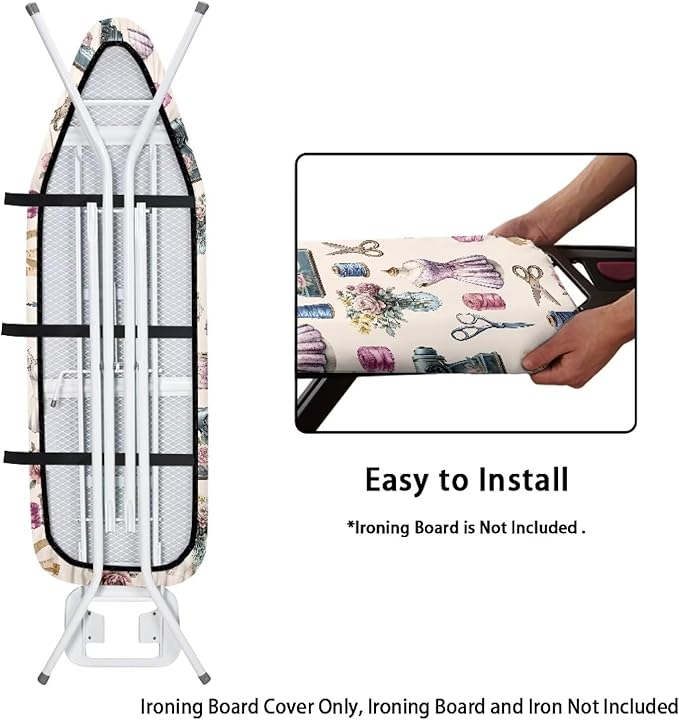 Sprowallow Flowers Ironing Board Cover Standard Size Silicone Coated 15x54 inch - Image 4