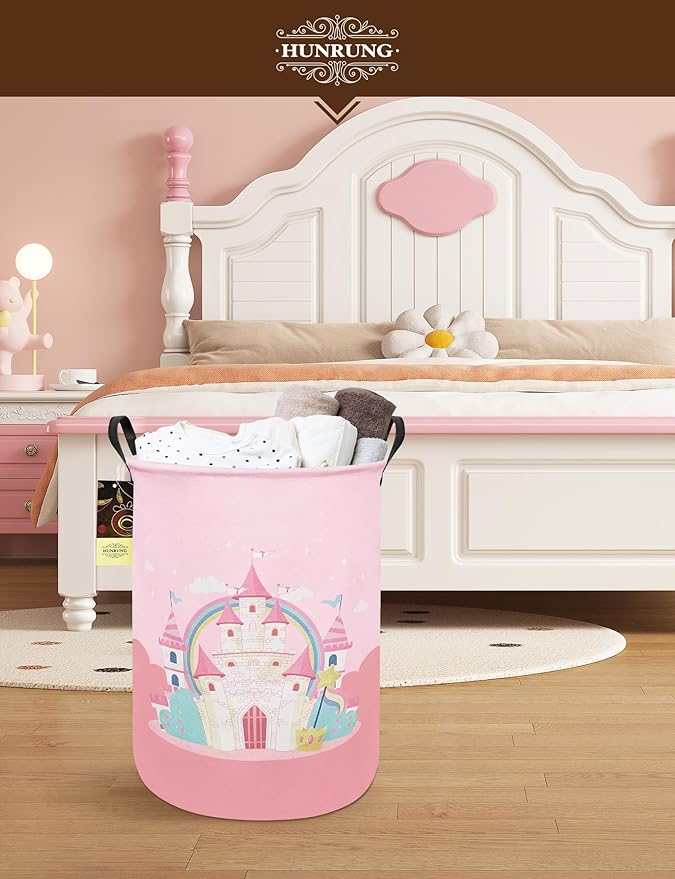 HUNRUNG Laundry Hamper, Large Canvas Fabric Lightweight Storage Basket Toy - Image 5