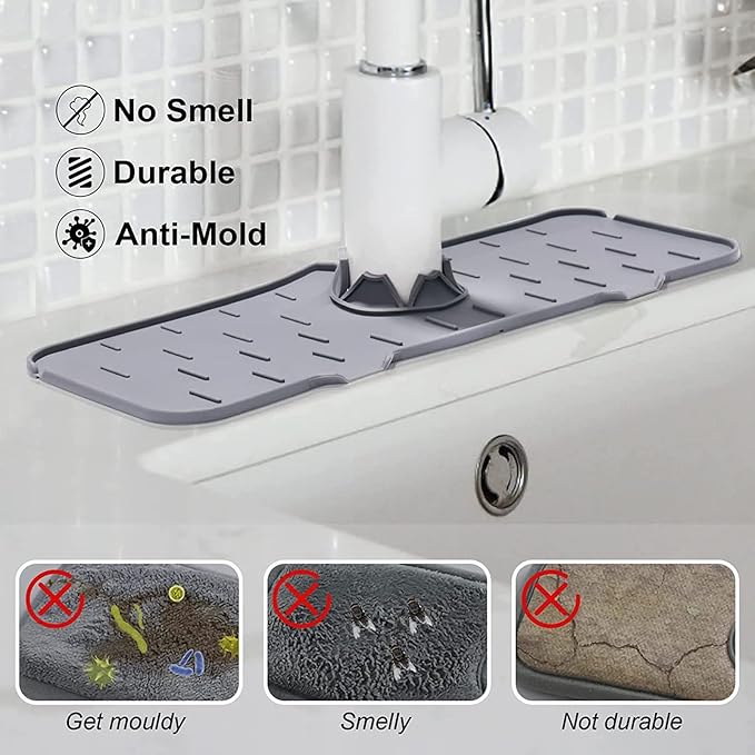 2Pcs Kitchen Sink Splash Guard, Silicone Faucet Mat Splash Guard - Image 3