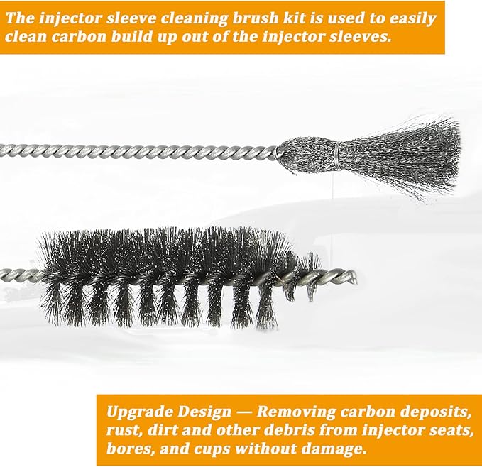 Bolaxin Diesel Injector Sleeve Cup Seat Cleaning Bore Brush Kit Compatible - Image 3