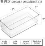 STORi SimpleSort 6-Piece Stackable Clear Drawer Organizer Set | 6" x 3" x 2" - Image 2