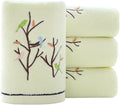 Pidada Hand Towels Set of 4 Embroidered Bird Tree Pattern 100% Cotton Absorbent by Pidada