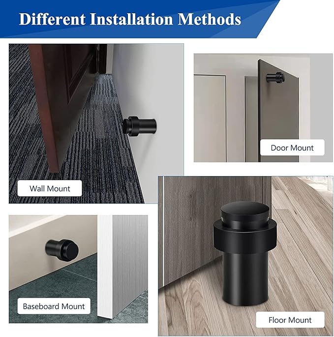 Door Stoppers 2.5 Inch Floor Door Stop Cylindrical Black Doorstop Rubber Bumper - Image 4