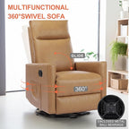 Sweetcrispy Recliner Chair, 360 Swivel Rocker Chair for Adults, Glider Rocker Recliners, Nursery Chairs for Living Room, High Back, Upholstered Deep Seat, Classical Brown - Image 4