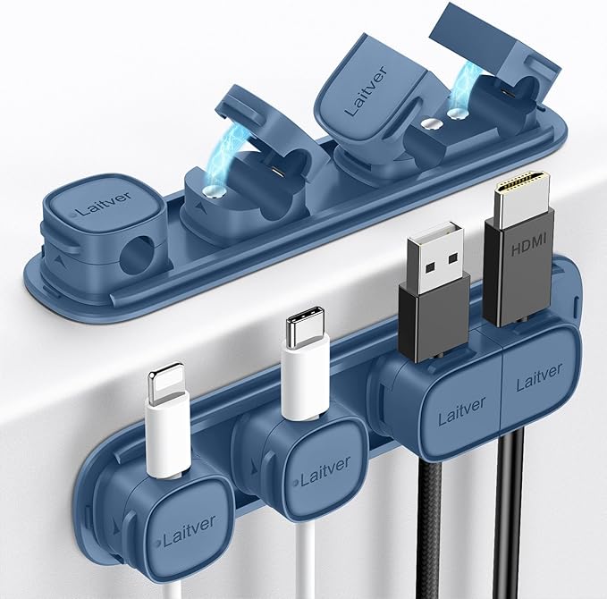 6 Pack Magnetic Cable Clips, Laitver Cord Organizer Holder Strong Adhesive Desk by Unknown
