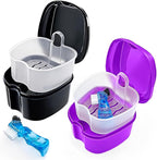 2 Pack Travel Denture Bath Case Set Orthodontic Dental Box Case by Keedolla