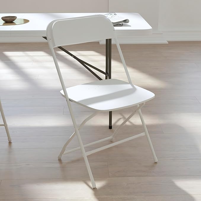Flash Furniture Hercules Series Big & Tall Stackable Plastic Folding Chairs, Extra Wide Commercial Event Seats, Set of 4, White - Image 13