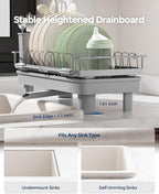 Nacial 2-in-1 Small Dish Drying Rack Fits 14''–21.8'' Sink, Dish Drainers - Image 8