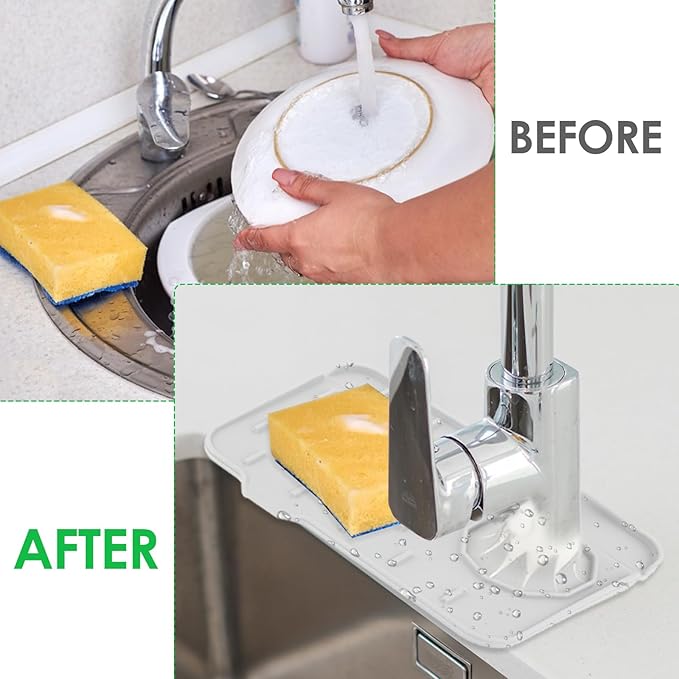 Sink Faucet Splash Guard Mat Silicone Soap Dish Pad Small Faucet Handle Drip - Image 5