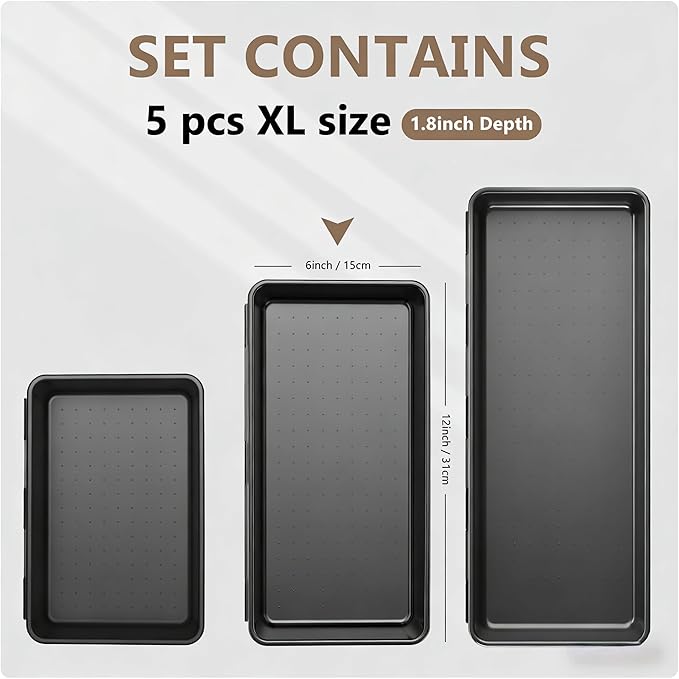 A-LUGEI【X-Large Size】【5 Pcs】 Tool Box Organizer Tray Divider【Single Size】 Black - Image 2