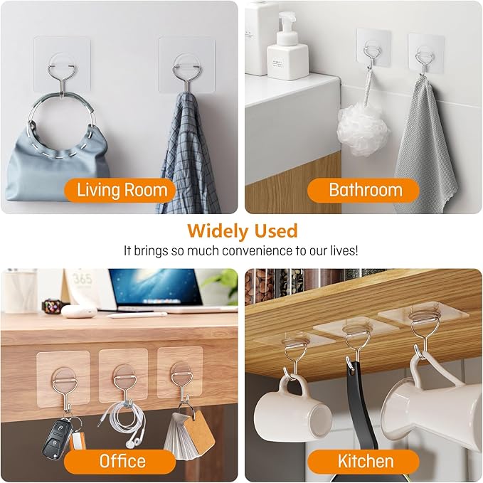 Adhesive Wall Hooks for Hanging Heavy Duty 33lb, Waterproof and Rustproof - Image 5