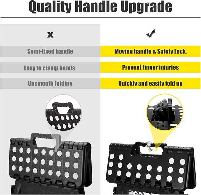 Delxo 17.5 Inch Folding Step Stool,Foldable Stool for Adults with Safety Lock,Portable Collapsible Plastic Step Stool,Non Slip Folding Stools for Kitchen Bathroom Bedroom Up to 400LBS,(Black 1PC) - Image 4