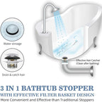 Universal 3 in 1 Bathtub Drain Stopper Bathtub Drain Hair Catcher, Pop-up Tub - Image 3