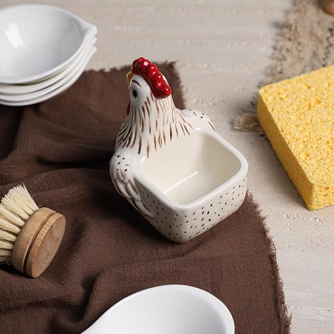 Ceramic Retro White Rooster Shape Sponge Holder - Image 7