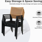 Grand Patio Outdoor Dining Chair Set of 2, 2-Piece Stackable Wicker Chairs with Cushions and Armrest for Restaurant, Garden, Porch, Lawn and Poolside - Image 7