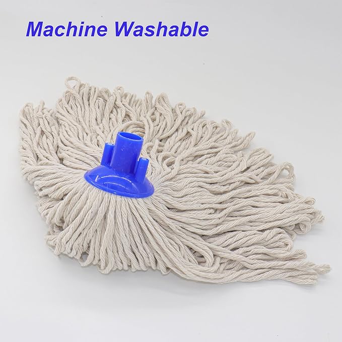 Cotton Cloth Mop, 4 Section Stainless Steel Pole + Two Cotton String Mop Heads - Image 3