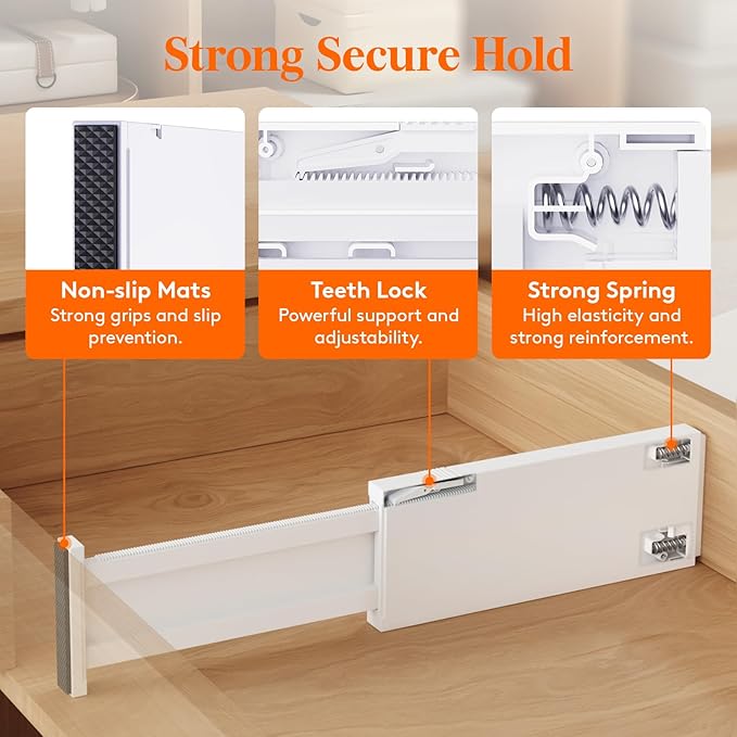 Lifewit 8 Pack 4" High Drawer Dividers 34-56cm/13.5-22" Adjustable Drawer - Image 5
