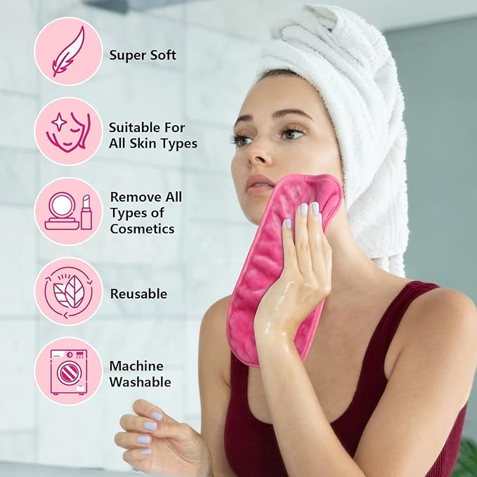 Orighty Makeup Remover Cloths Pack of 4, Reusable Microfiber Facial Cleansing - Image 4